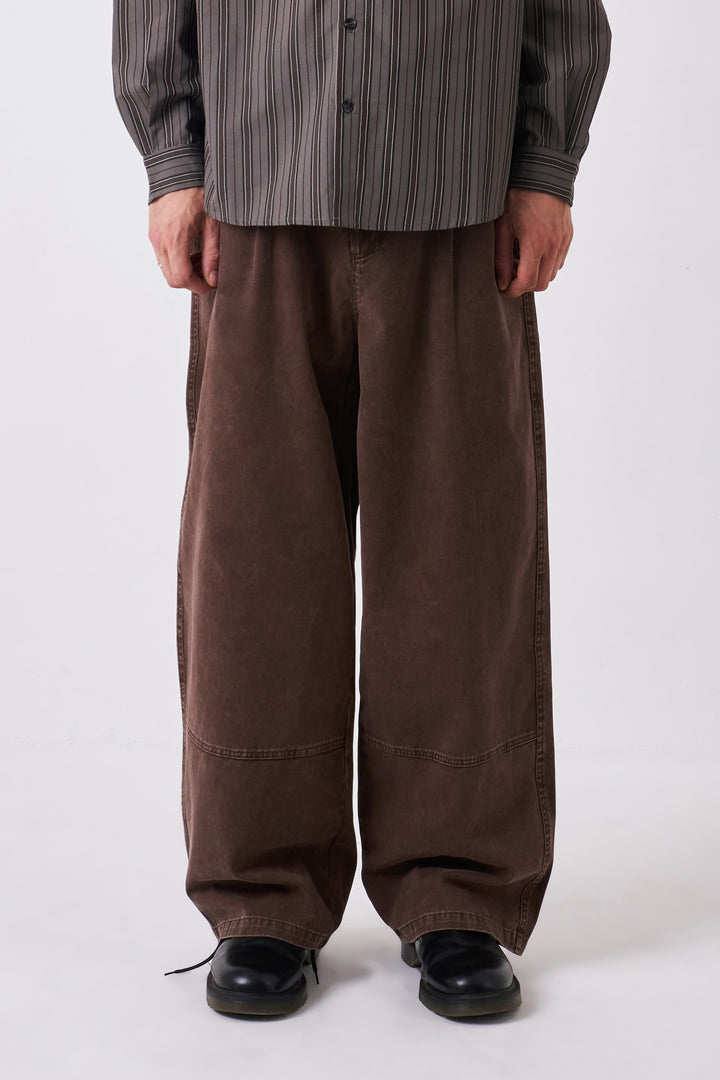 Candice - Earth Washed Pleated Pants - Brown