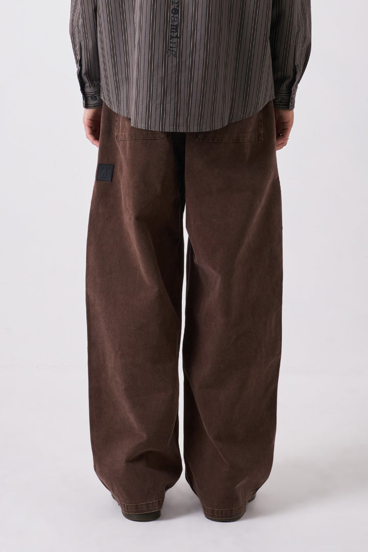 Candice - Earth Washed Pleated Pants - Brown