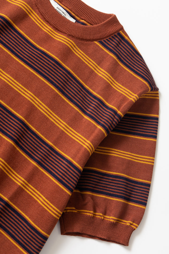 Okonkwo MFG - 50's Knitted Striped Shirt - Brown