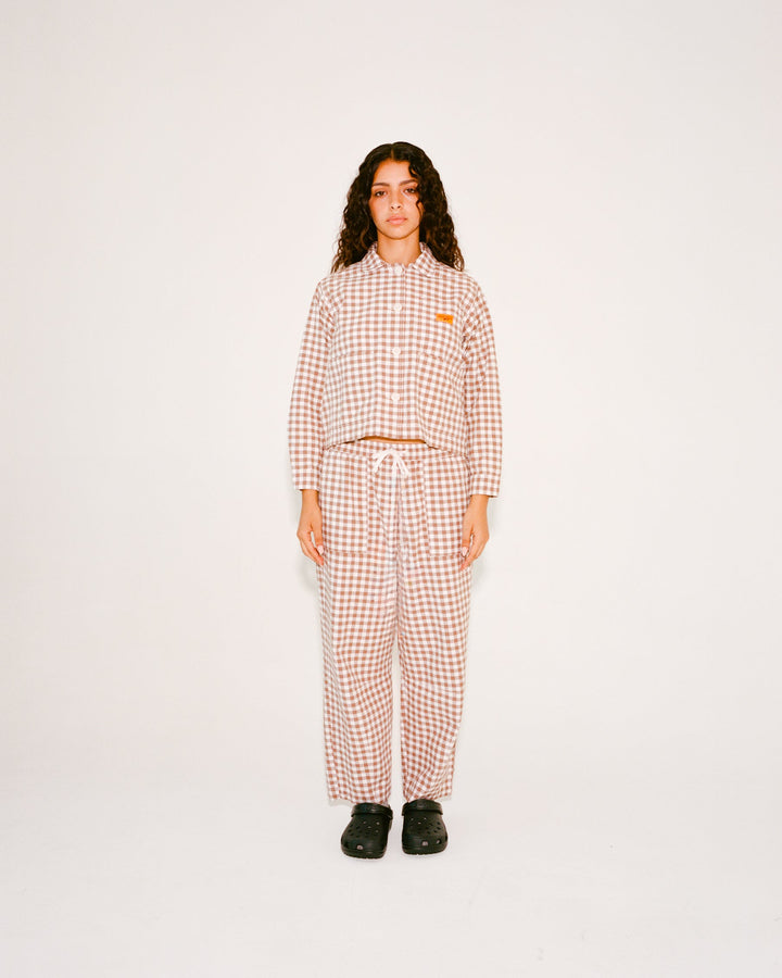 Service Works - Women's Barrel Pants - Brown Gingham
