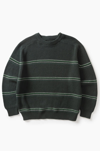 Blacksmith - Stripe Knit Crew - Forest