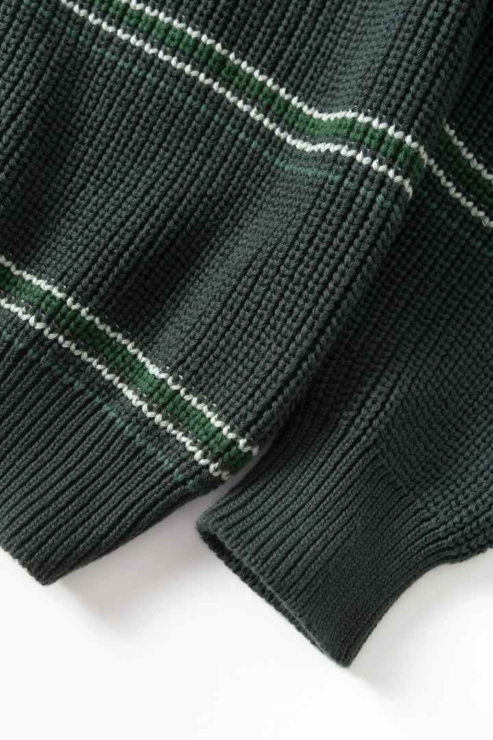 Blacksmith - Stripe Knit Crew - Forest