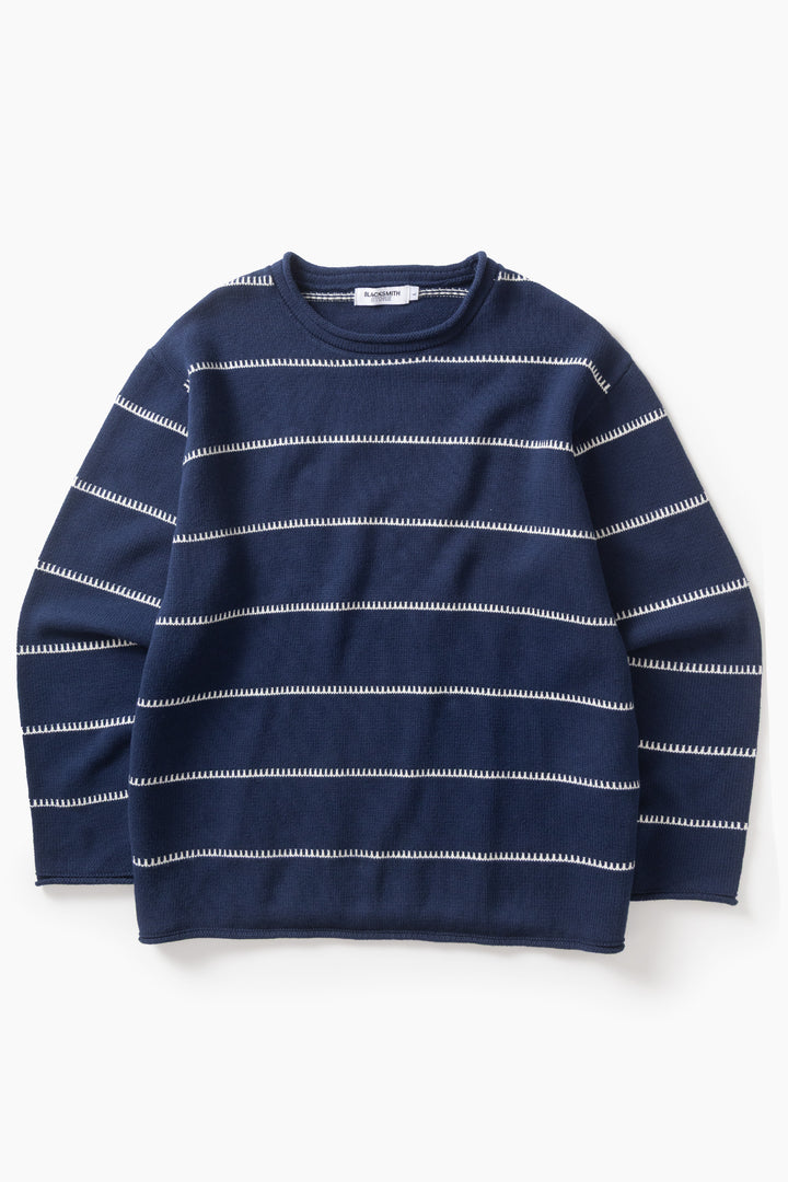 Blacksmith - Stripe Fishing Sweater - Navy