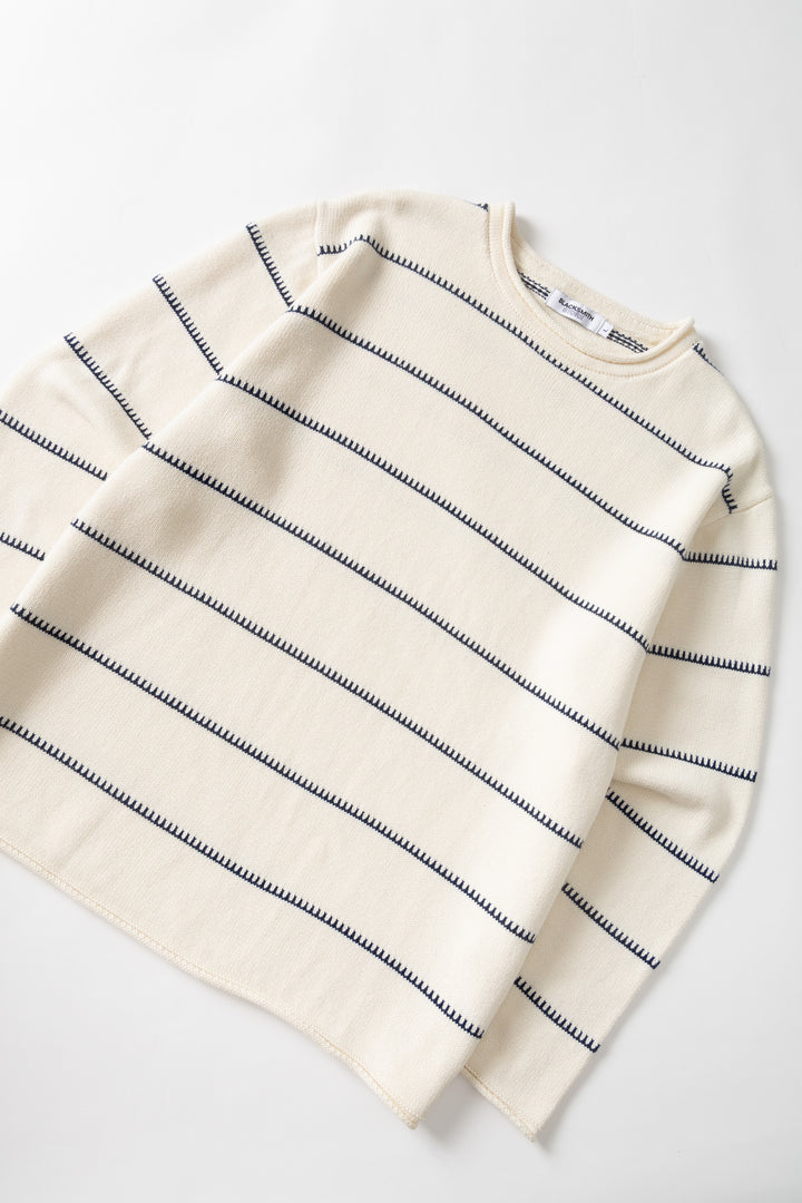 Blacksmith - Stripe Fishing Sweater - Off-White