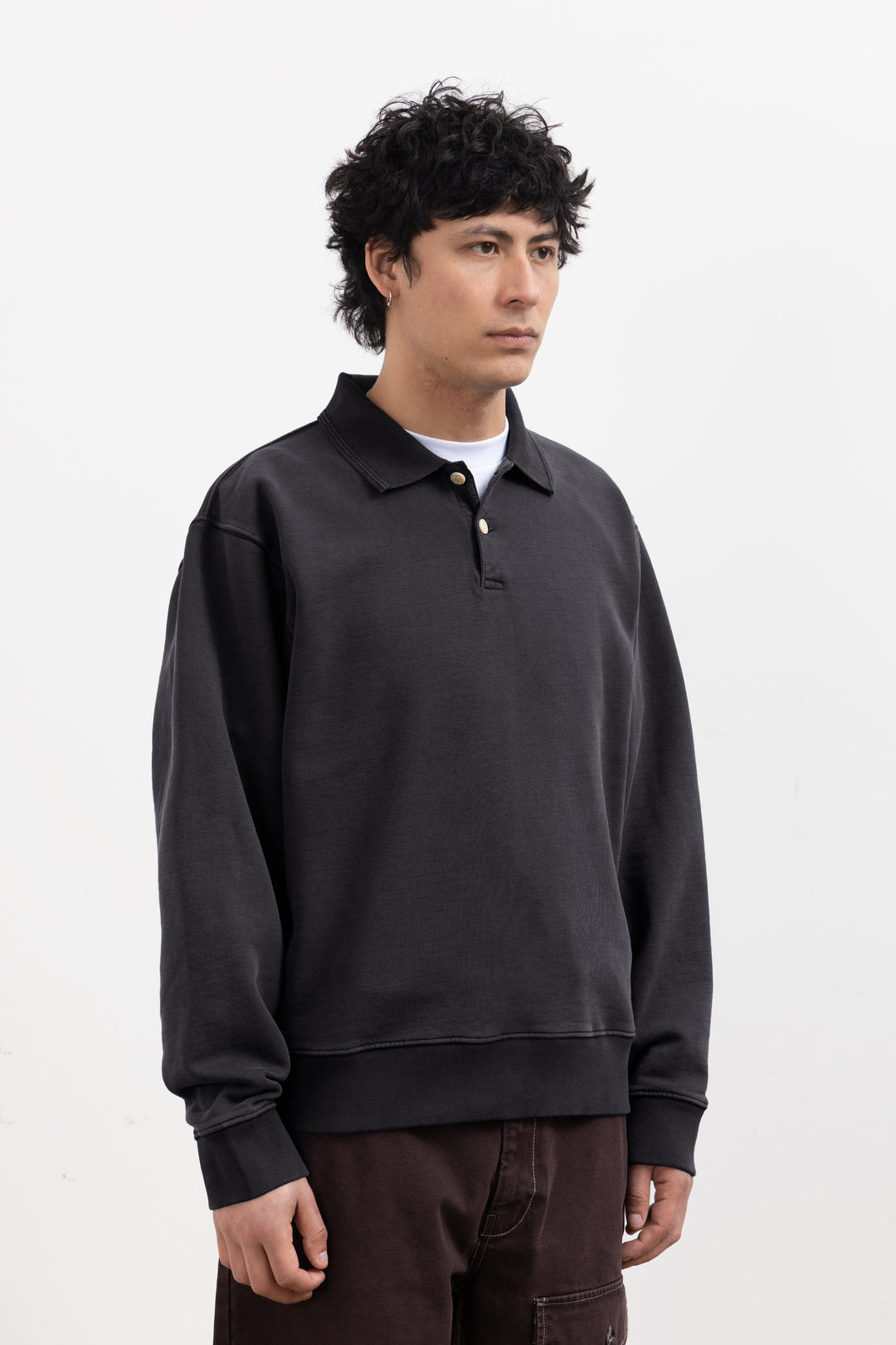 Blacksmith - Two Button Washed Rugby - Black