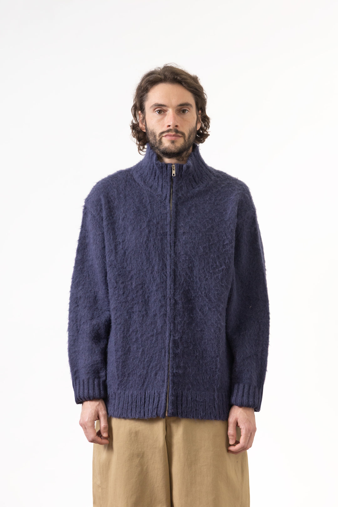 Blacksmith - Zip Mohair Cardigan - Navy