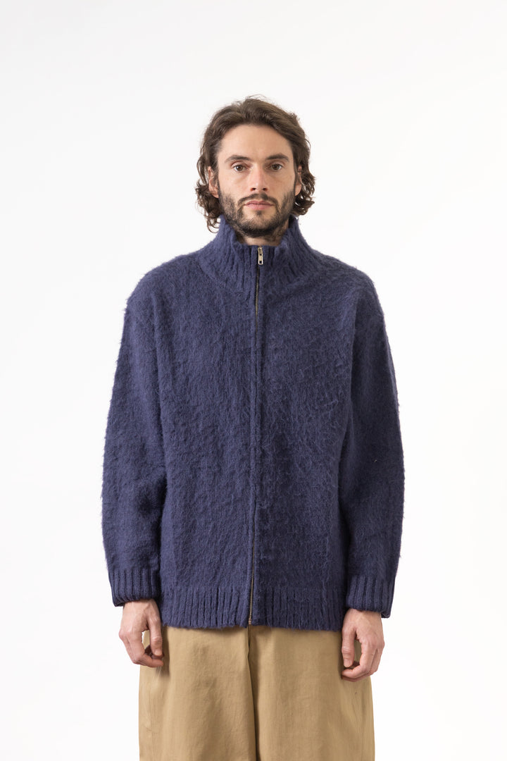 Blacksmith - Zip Mohair Cardigan - Navy