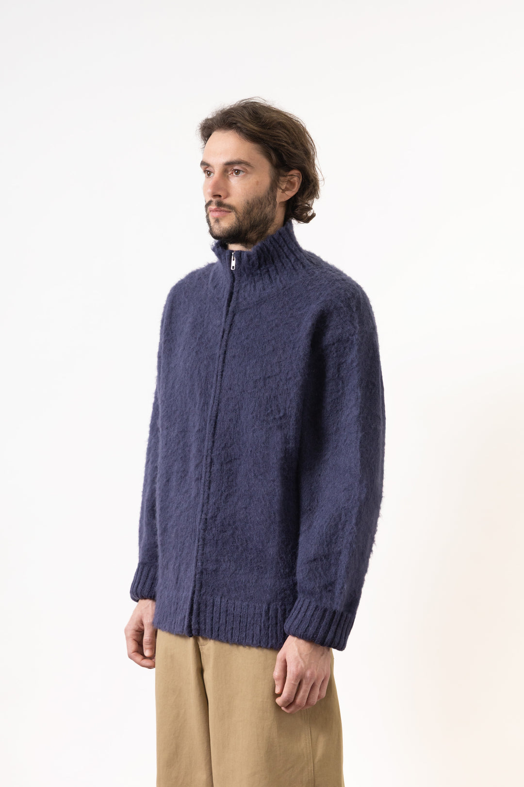 Blacksmith - Zip Mohair Cardigan - Navy
