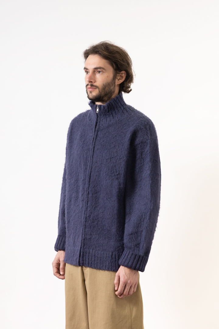 Blacksmith - Zip Mohair Cardigan - Navy
