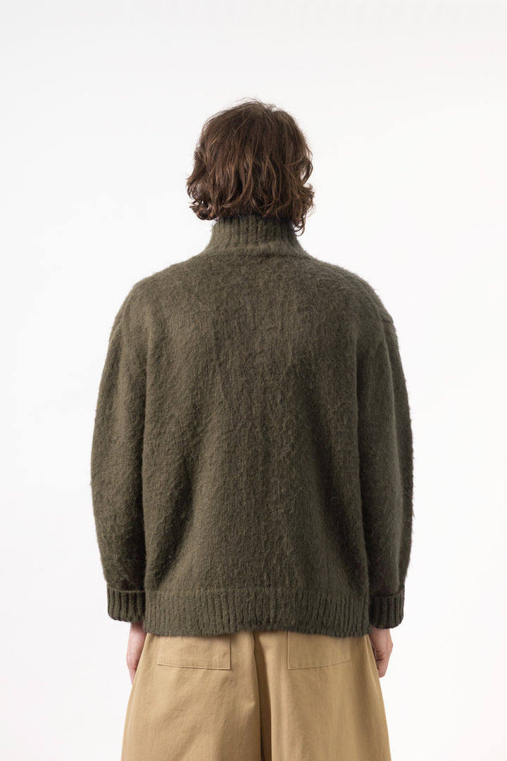 Blacksmith - Zip Mohair Cardigan - Olive