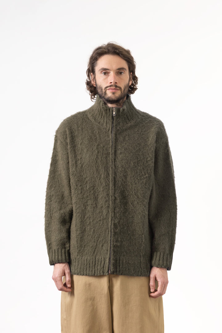 Blacksmith - Zip Mohair Cardigan - Olive