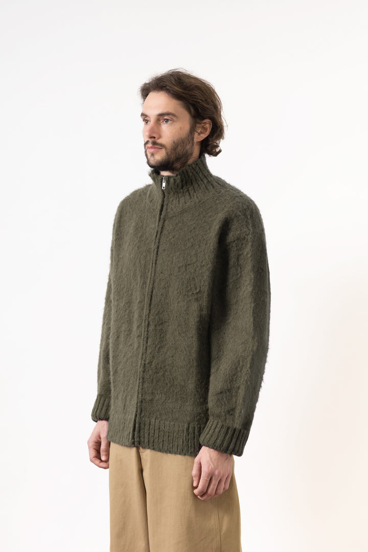 Blacksmith - Zip Mohair Cardigan - Olive