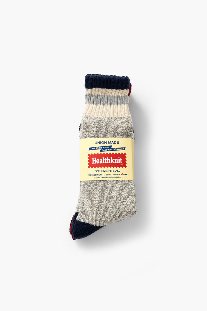 Healthknit - 3 Pack Crew Socks - Grey Multi Stripe