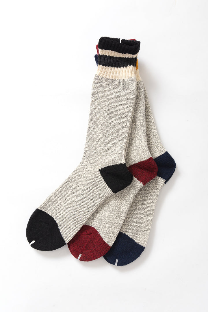 Healthknit - 3 Pack Crew Socks - Grey Multi Stripe