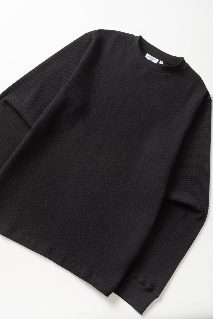 Power Goods - Thermal Waffle Long Sleeve Tee - Black