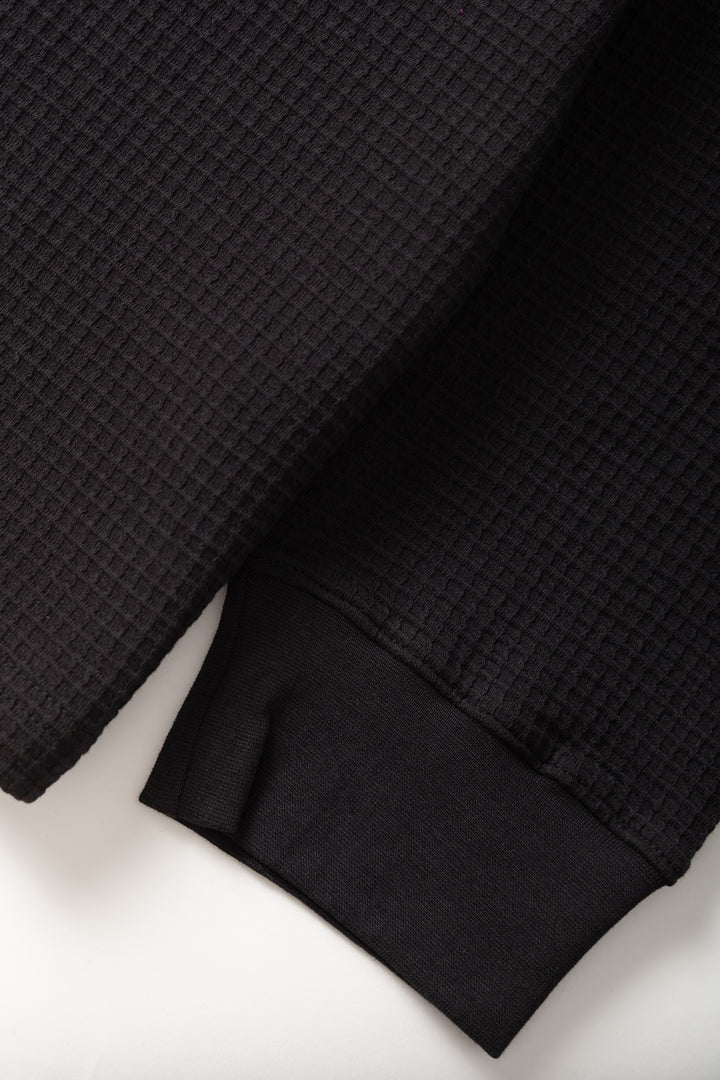 Power Goods - Thermal Waffle Long Sleeve Tee - Black