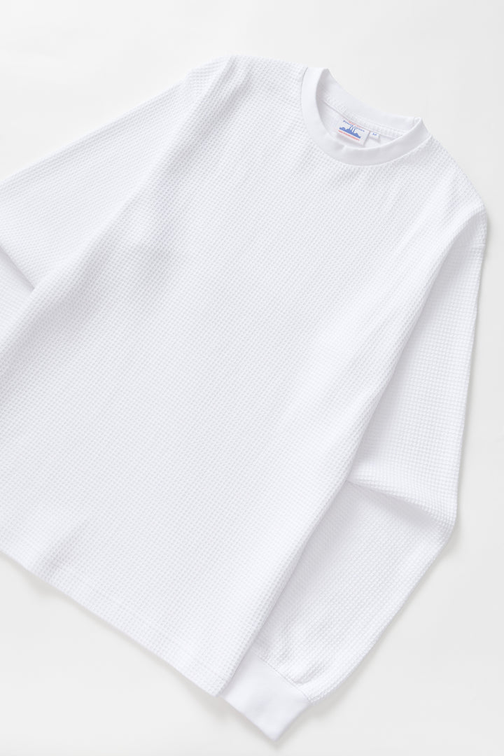 Power Goods - Thermal Waffle Long Sleeve Tee - White
