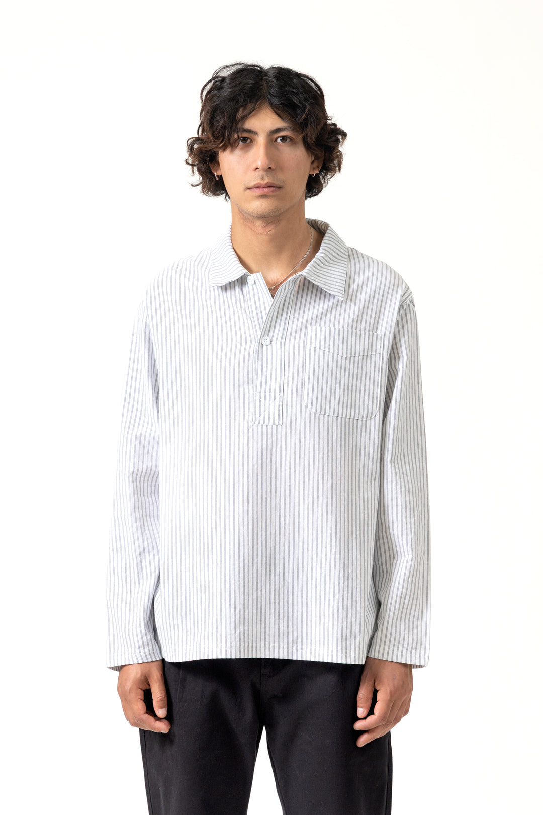 Blacksmith - Striped Two Button Popover - White