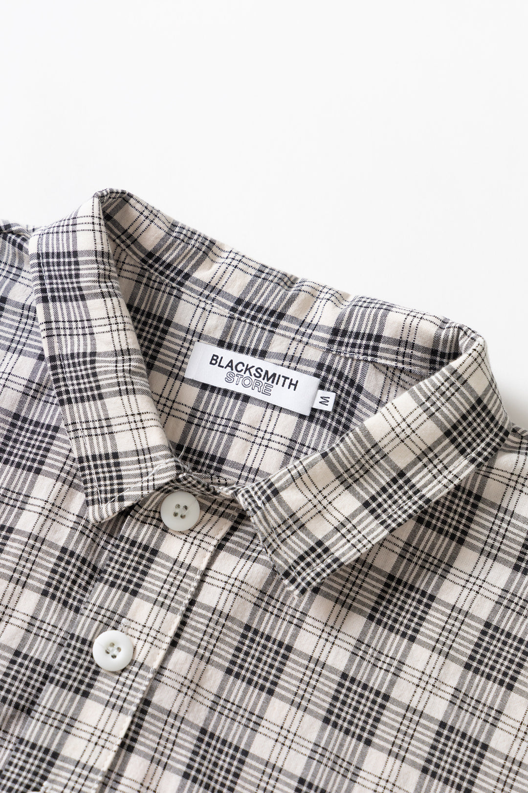Blacksmith - Short Sleeved Popover Shirt - Black Plaid