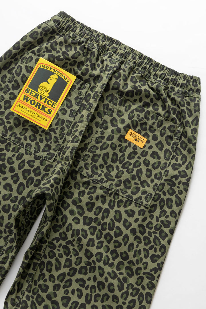 Service Works - Patterned Chef Pants - Green Leopard