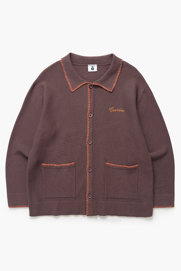 Service Works - Blanket Stitch Cardigan - Brown