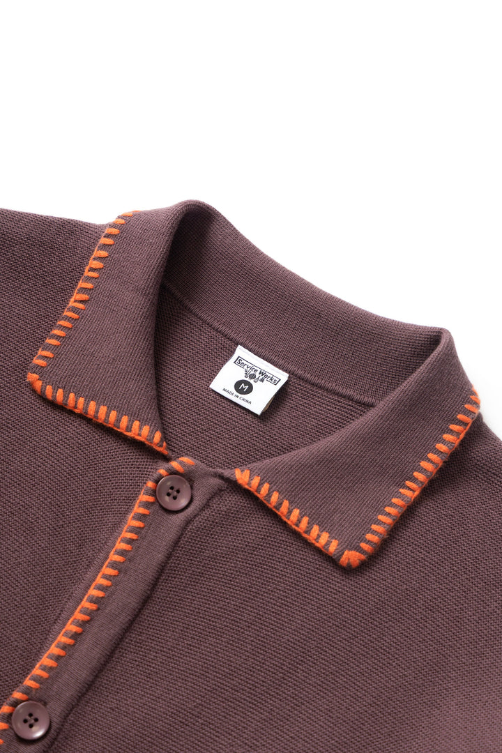 Service Works - Blanket Stitch Cardigan - Brown
