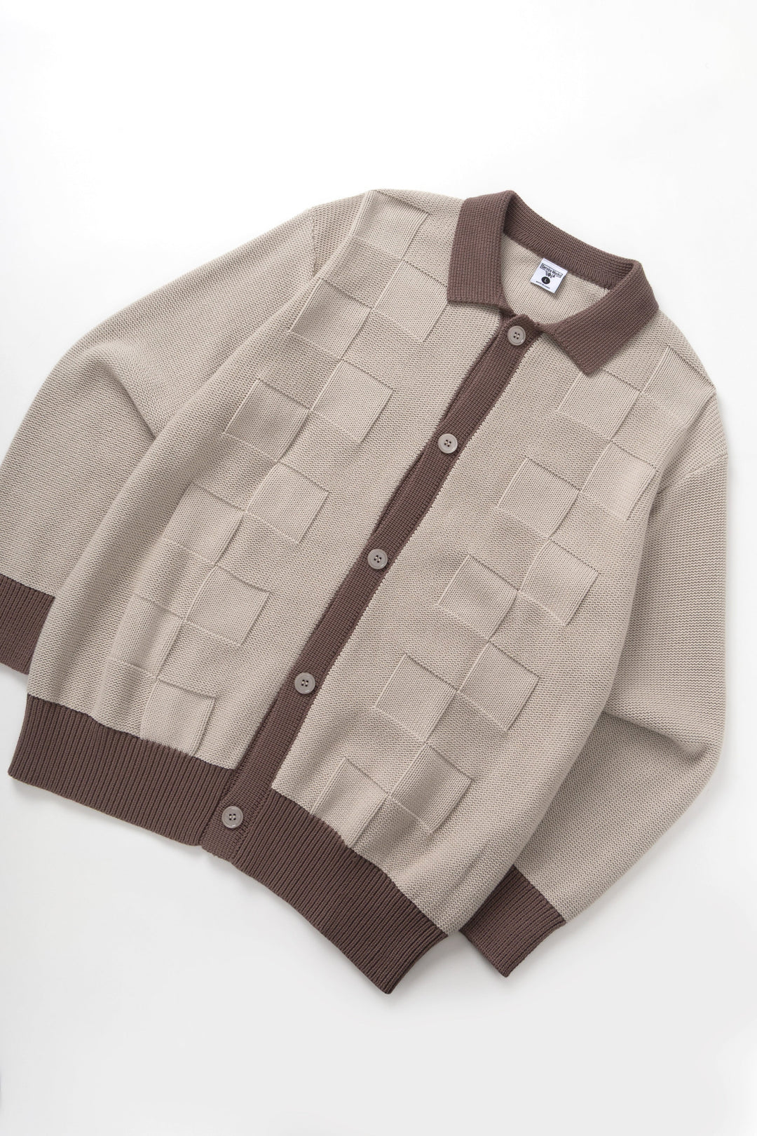 Service Works - Check Panel Cardigan - Mushroom