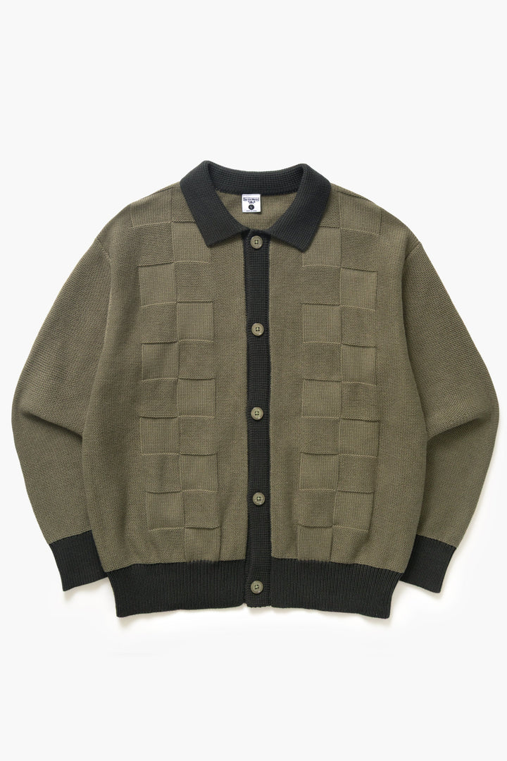 Service Works - Check Panel Cardigan - Olive
