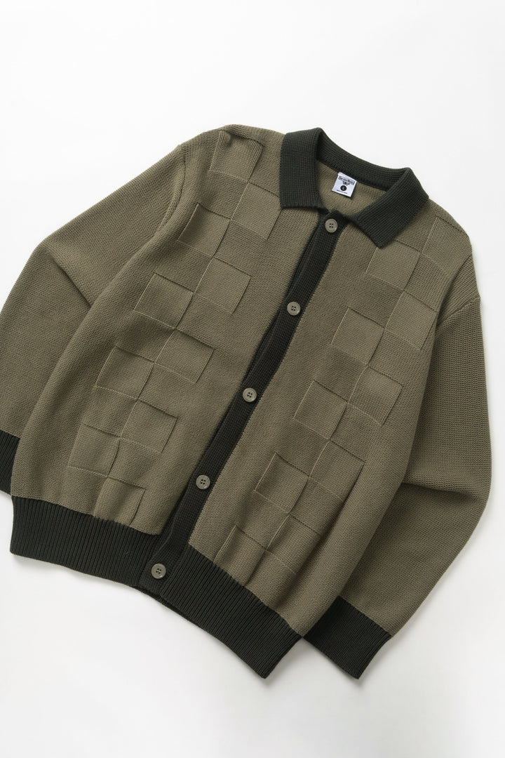 Service Works - Check Panel Cardigan - Olive