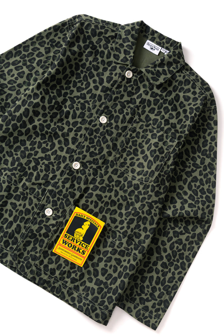 Service Works -  Patterned Easy Chef Shirt - Green Leopard