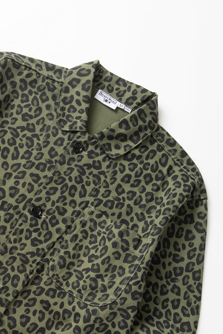 Service Works -  Patterned Easy Chef Shirt - Green Leopard