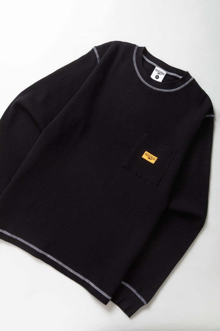 Service Works -  Waffle Contrast Thermal Long Sleeve Tee - Black/White