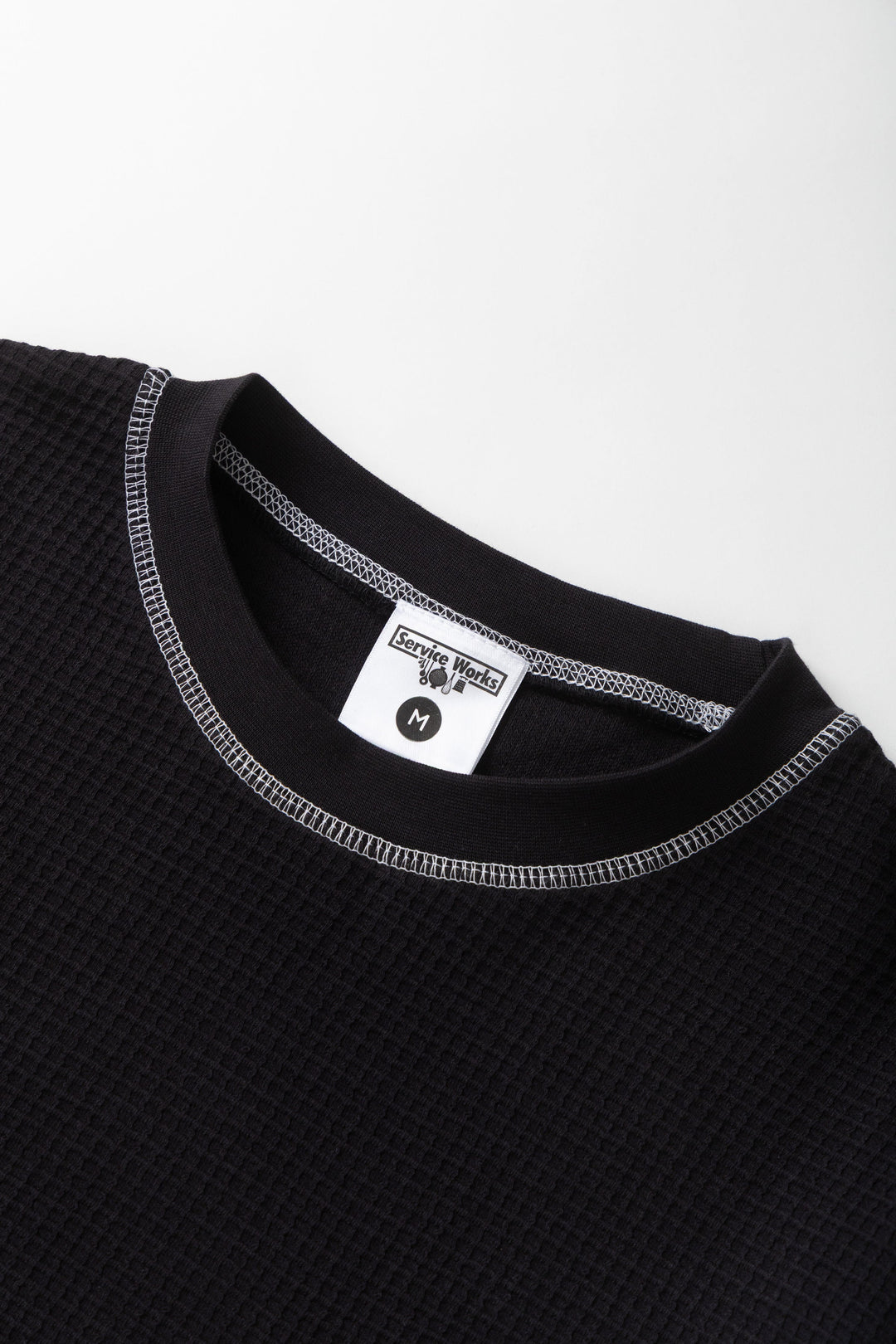 Service Works -  Waffle Contrast Thermal Long Sleeve Tee - Black/White