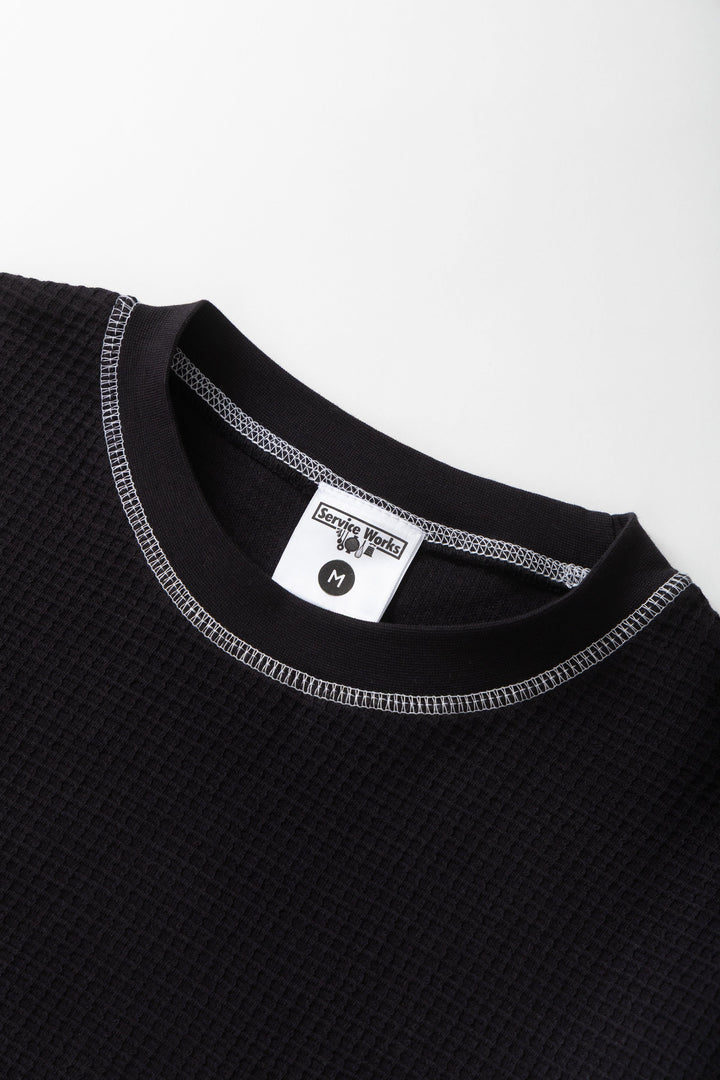 Service Works -  Waffle Contrast Thermal Long Sleeve Tee - Black/White