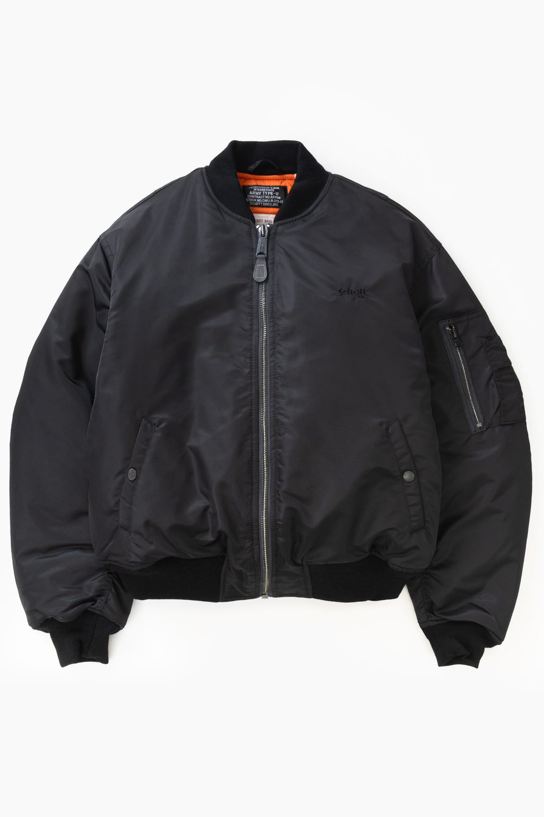 Schott N.Y.C - 90's Nylon Bomber Jacket - Black