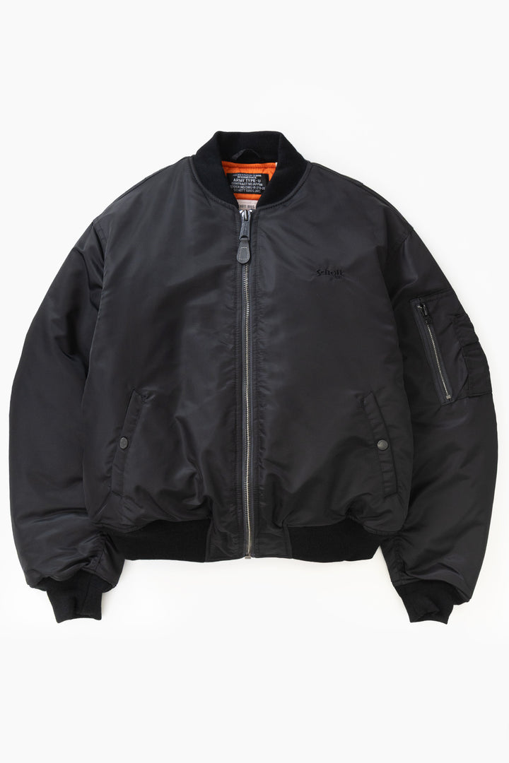 Schott N.Y.C - 90's Nylon Bomber Jacket - Black