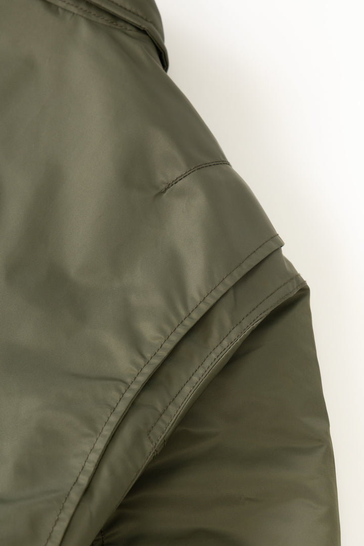 Schott N.Y.C - 90's Nylon Collared Bomber Jacket - Army Khaki