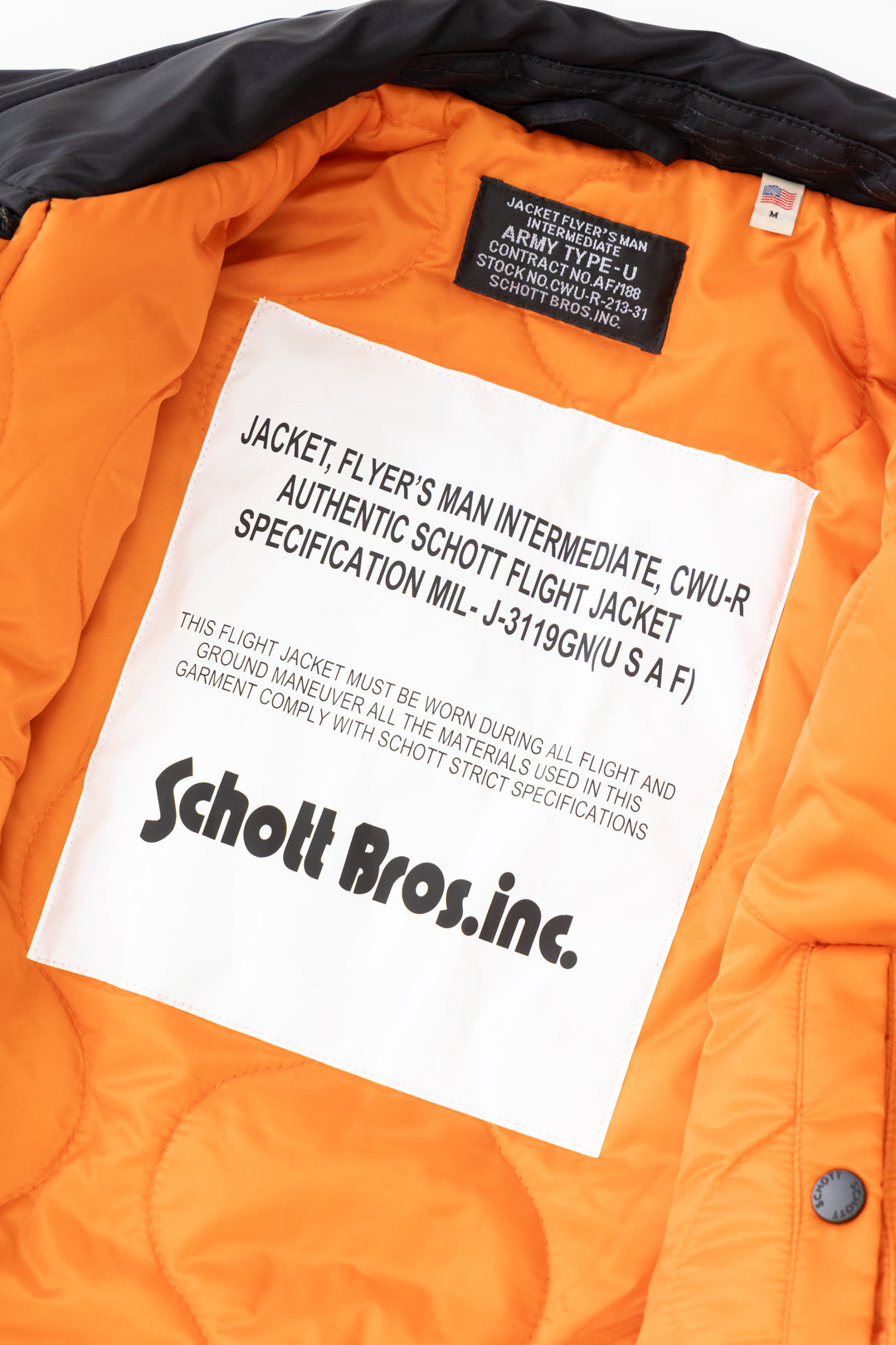 Schott N.Y.C - 90's Nylon Collared Bomber Jacket - Black