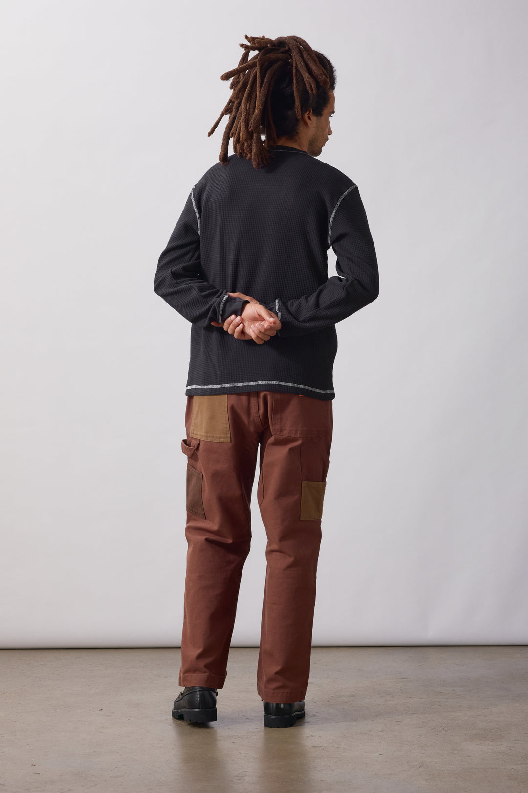 Service Works -  Waffle Contrast Thermal Long Sleeve Tee - Black/White