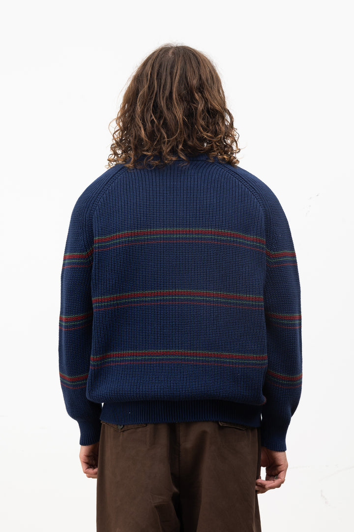 Blacksmith - Stripe Knit Crew - Navy