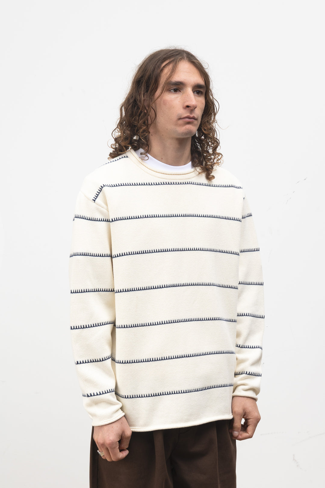 Blacksmith - Stripe Fishing Sweater - Off-White