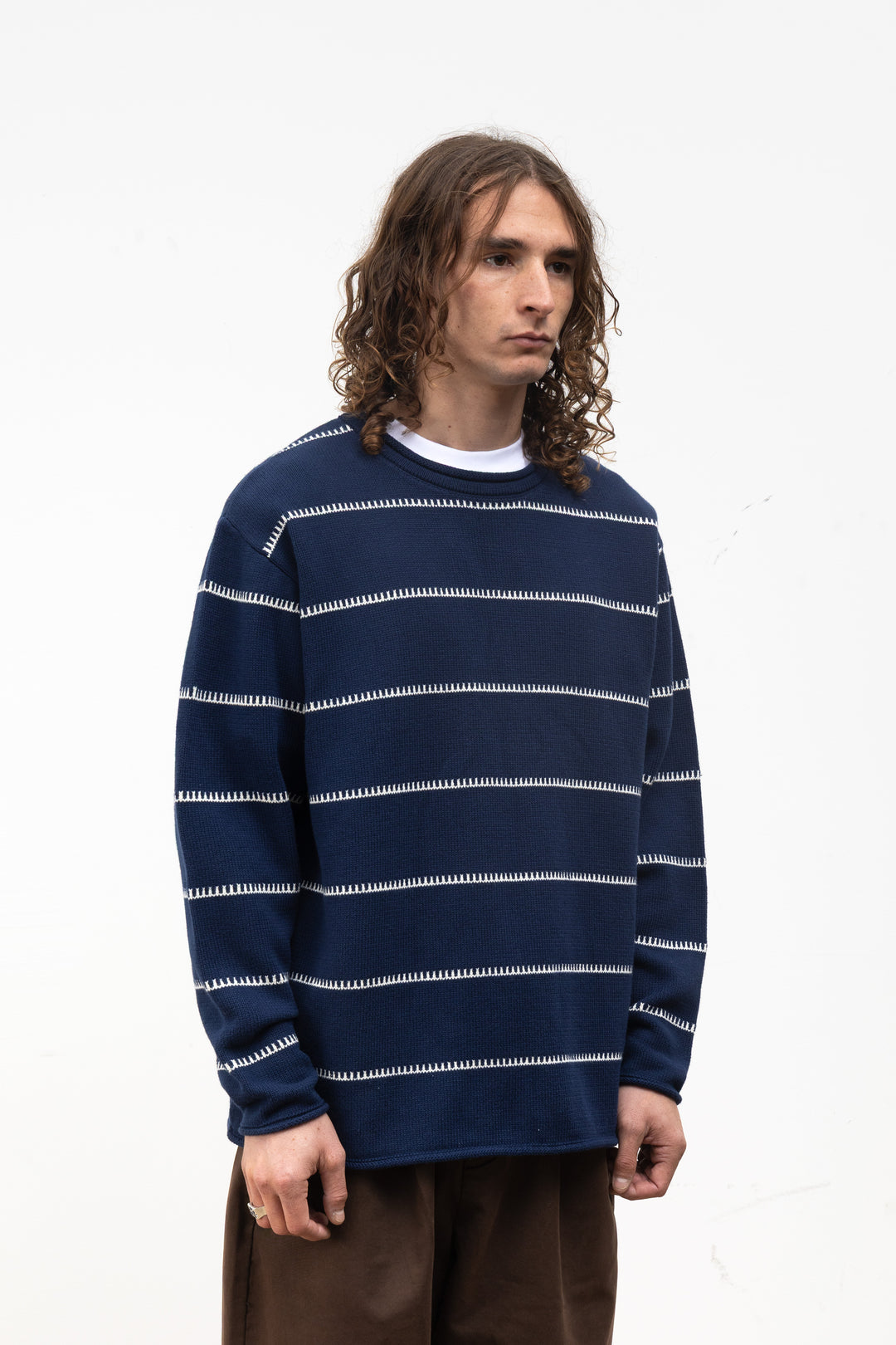 Blacksmith - Stripe Fishing Sweater - Navy