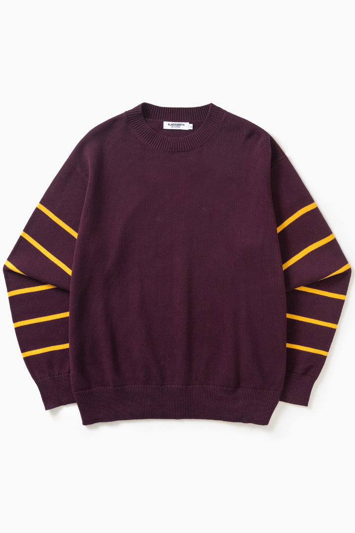 Blacksmith - Banded Sleeve Sweater - Maroon