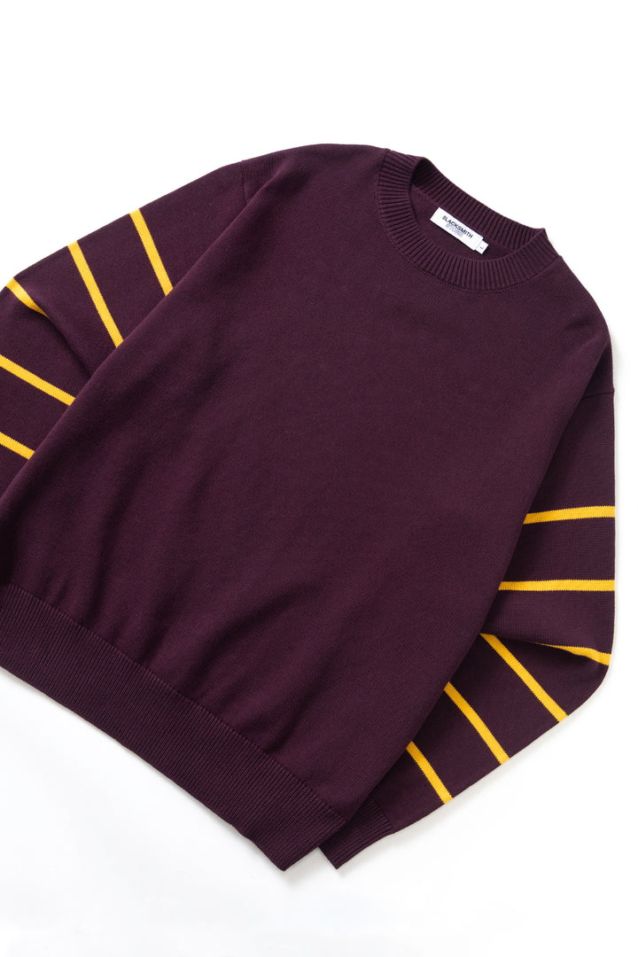 Blacksmith - Banded Sleeve Sweater - Maroon