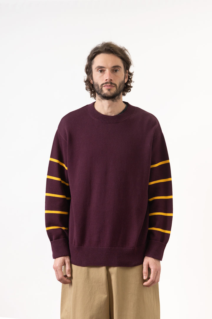 Blacksmith - Banded Sleeve Sweater - Maroon