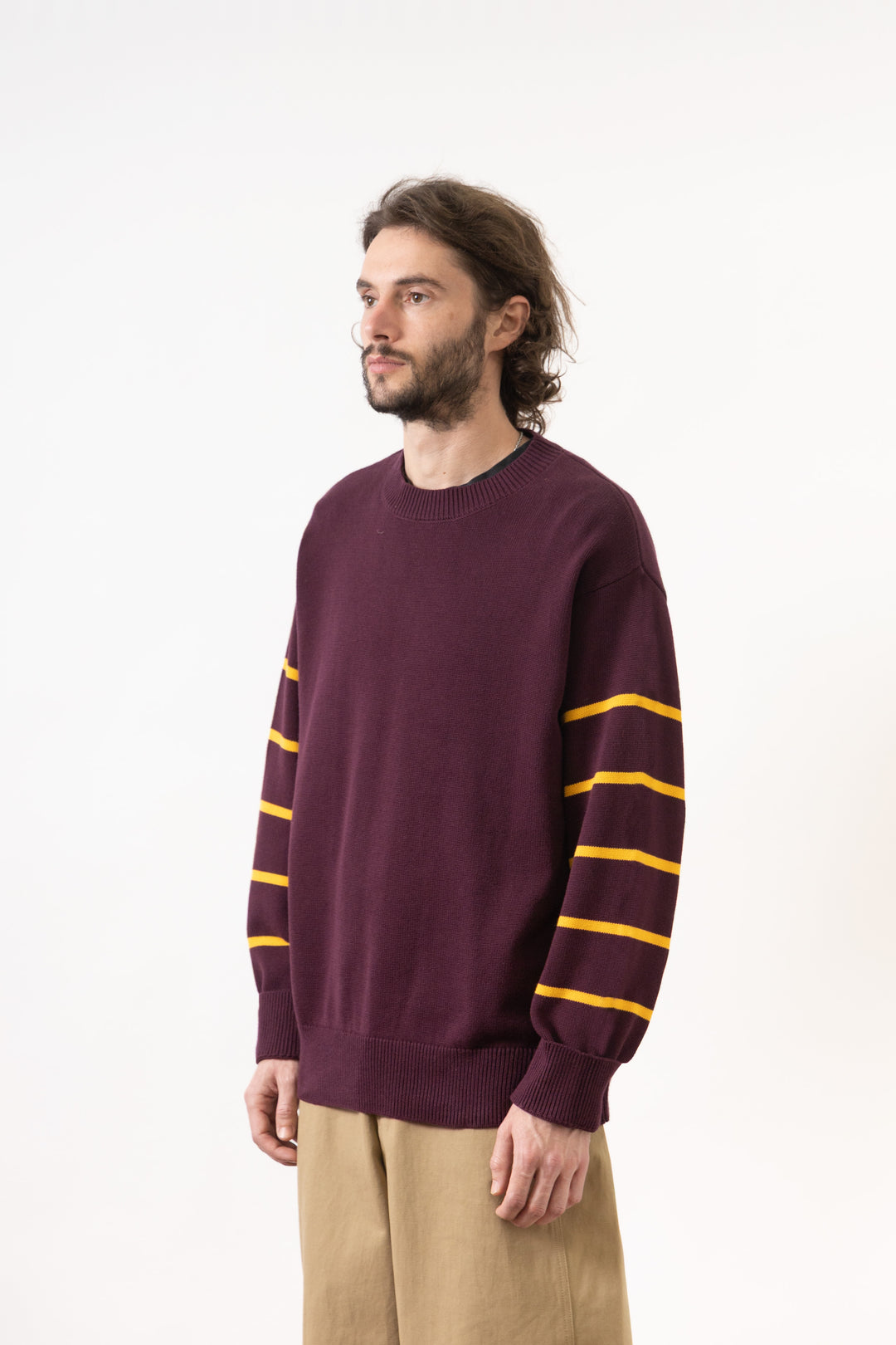 Blacksmith - Banded Sleeve Sweater - Maroon