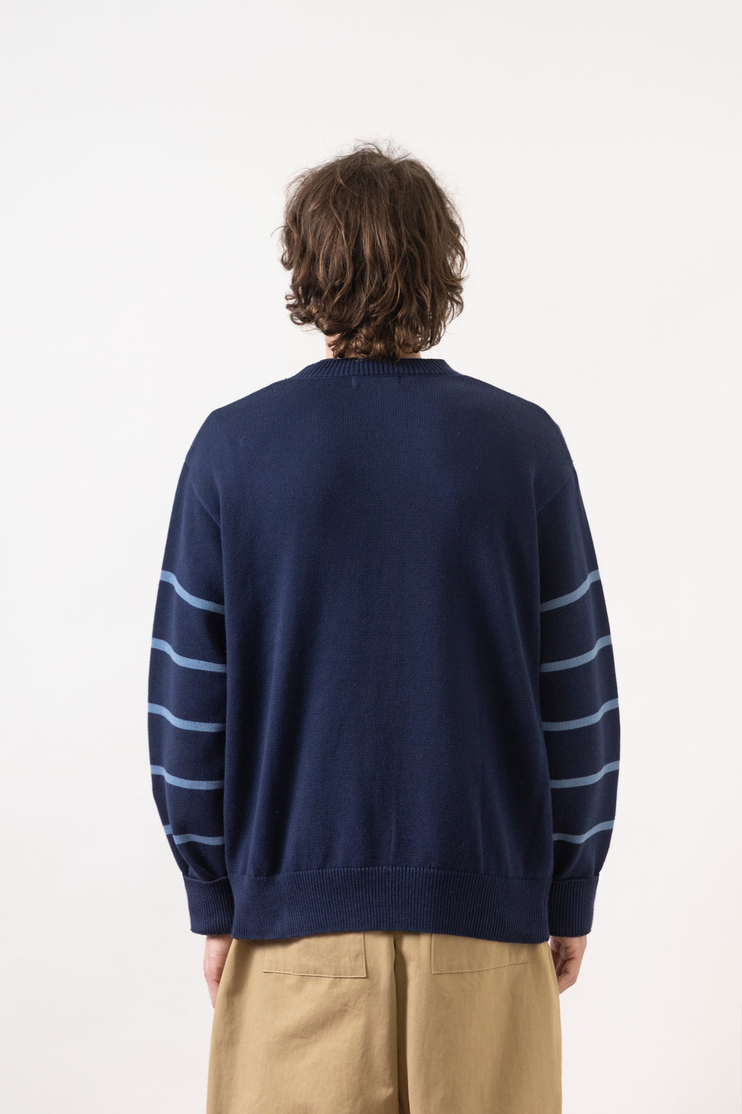 Blacksmith - Banded Sleeve Sweater - Navy