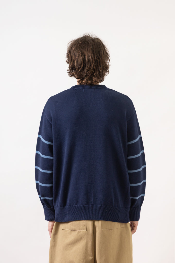 Blacksmith - Banded Sleeve Sweater - Navy