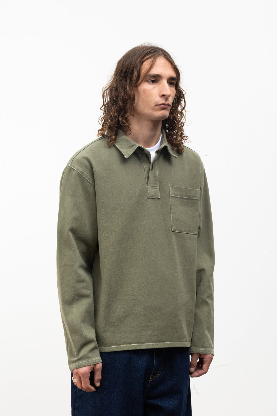 Blacksmith - Twill Two Button Popover - Olive