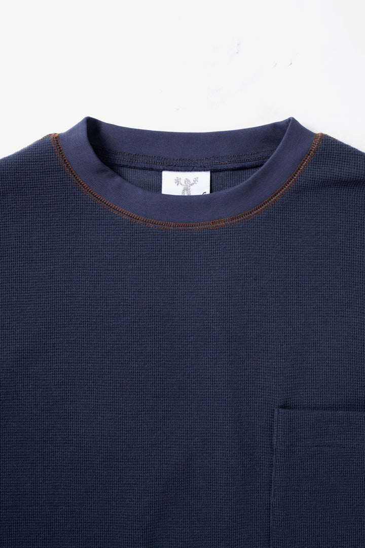 Candice - Waffle Pocket Tee - Navy